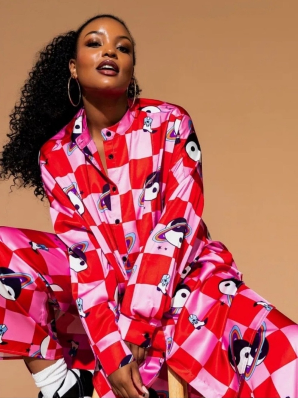 Dressed in LALA Satin Playsuit Set in Cosmic Cowgirl - M